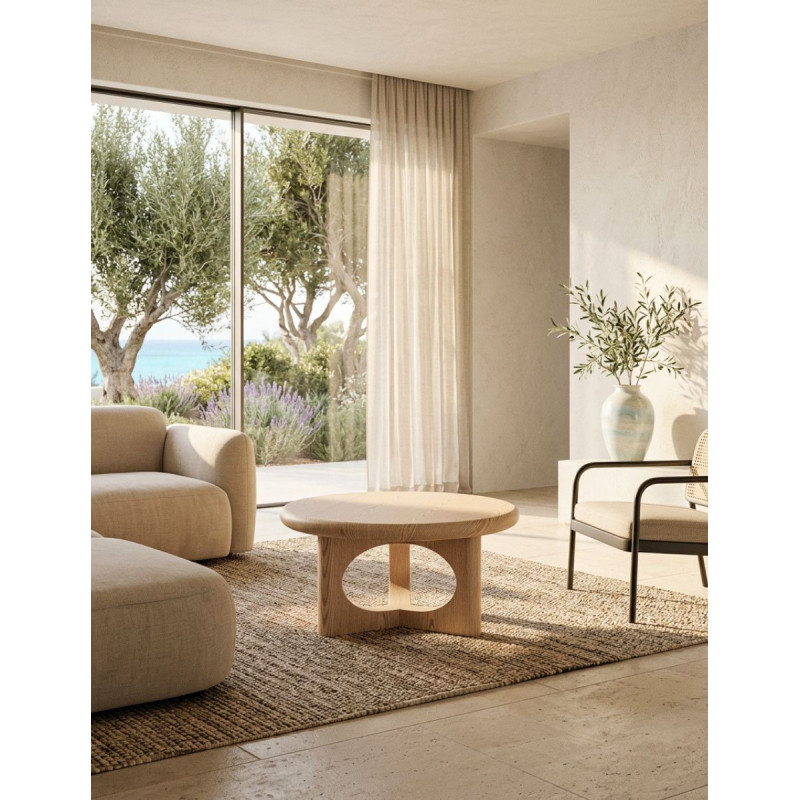 Mesa Auxiliar Lira Redonda de Madera Ø80x41 cm. - Montiel