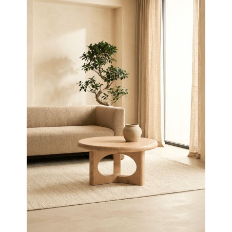Mesa Auxiliar Lira Redonda de Madera Ø80x41 cm. - Montiel