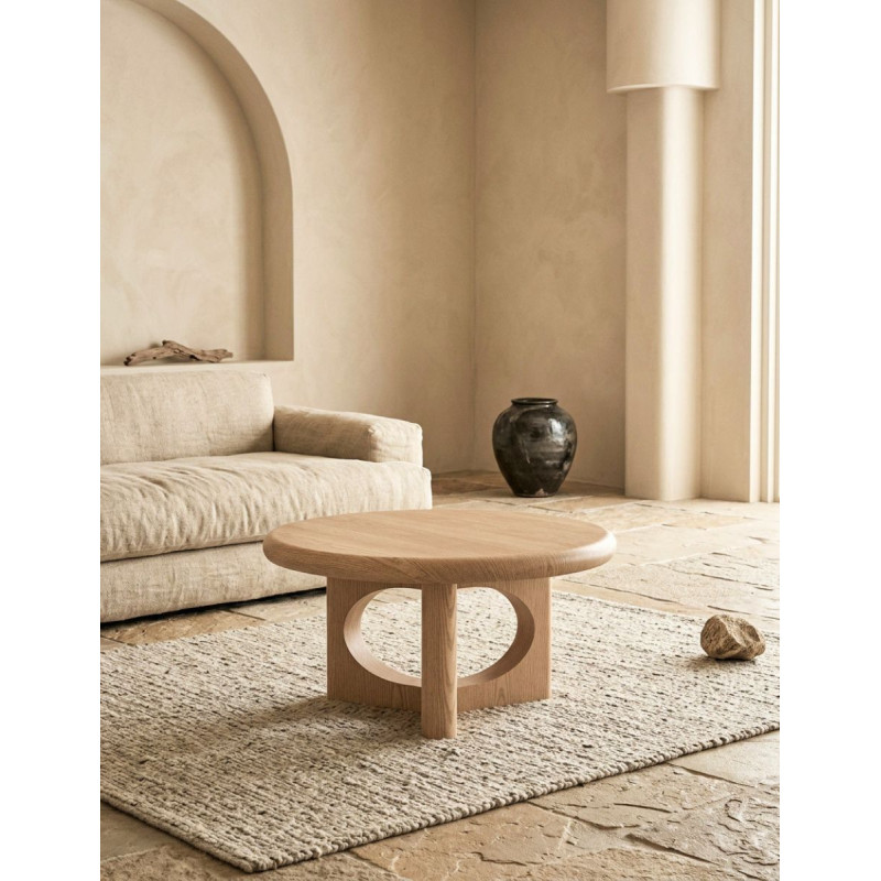 Mesa Auxiliar Lira Redonda de Madera Ø80x41 cm. - Montiel