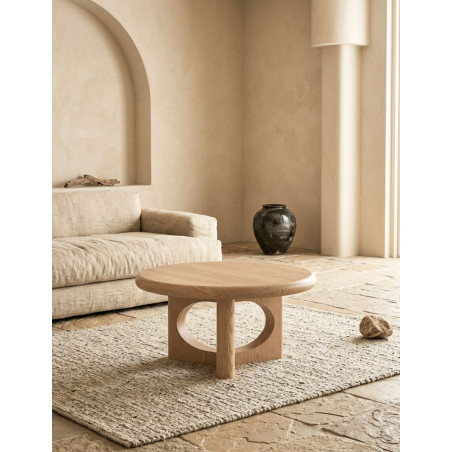 Mesa Auxiliar Lira Redonda de Madera Ø80x41 cm. - Montiel