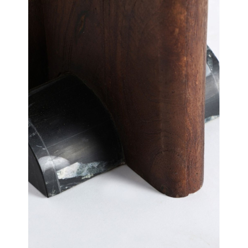 Mesa Eauze Ø50x58 cm. de Mármol y Madera - Montiel
