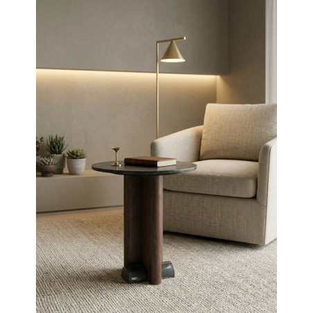 Mesa Eauze Ø50x58 cm. de Mármol y Madera - Montiel