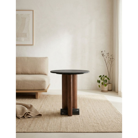 Mesa Eauze Ø50x58 cm. de Mármol y Madera - Montiel