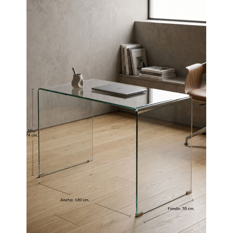 Mesa de escritorio Note 120x70 CM Cristal Transparente