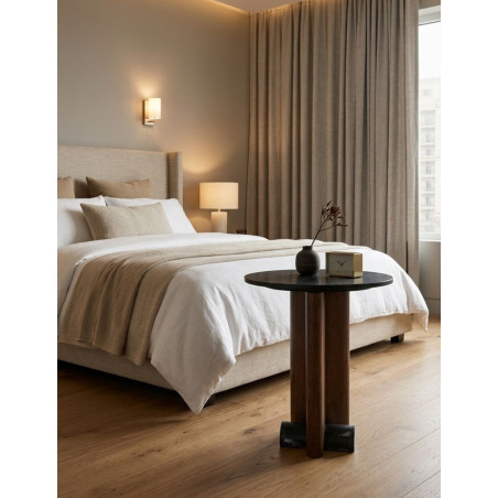 Mesa Eauze Ø50x58 cm. de Mármol y Madera - Montiel
