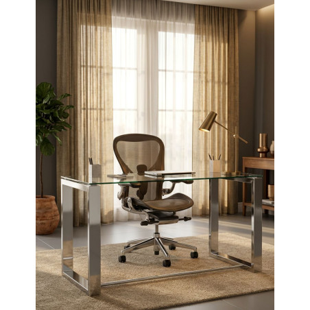 Escritorio Office 140x70cm Patas Cromo/Cristal Templado - Montiel