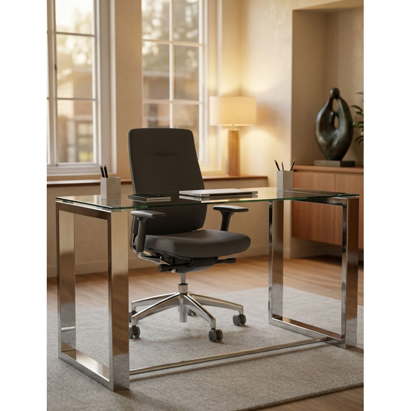 Escritorio Office 140x70cm Patas Cromo/Cristal Templado - Montiel