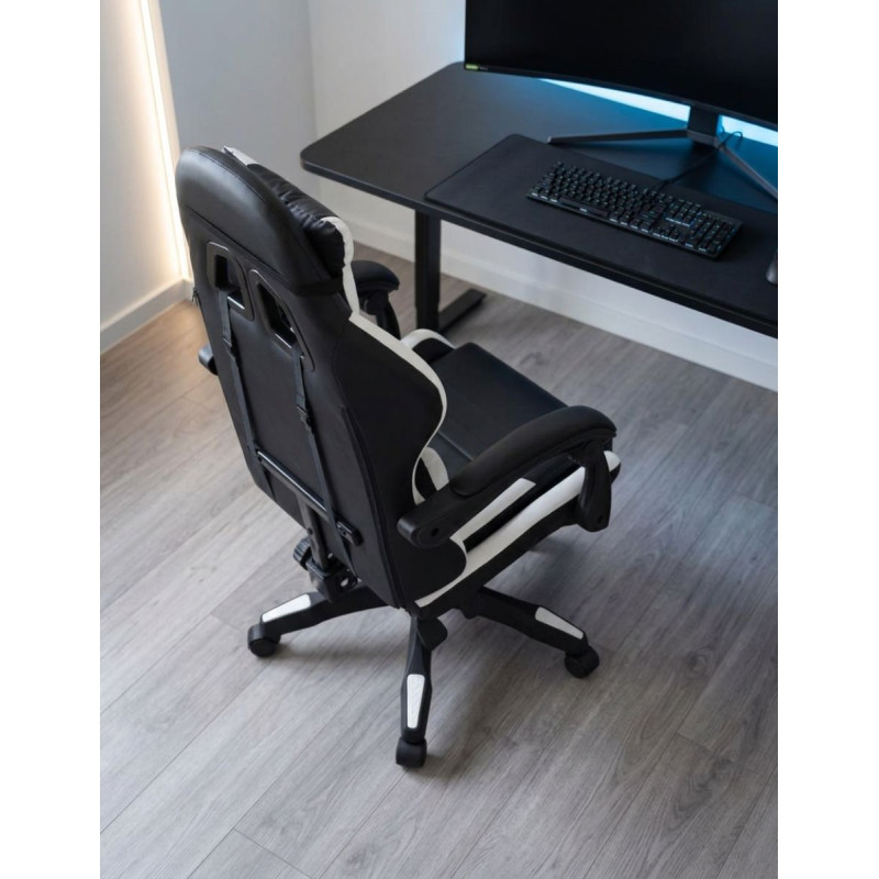 Silla Gaming Master Giratoria Negra y Blanca - Montiel