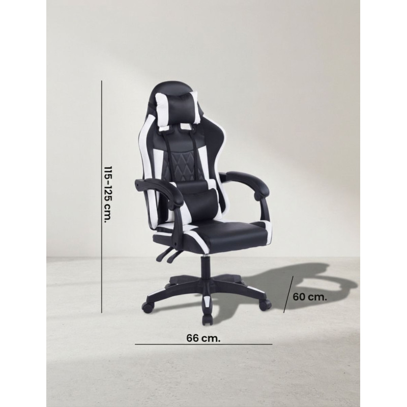 Silla Gaming Master Giratoria Negra y Blanca - Montiel