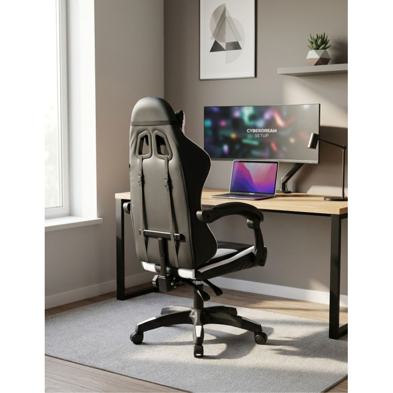 Silla Gaming Master Giratoria Negra y Blanca - Montiel