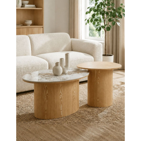 Conjunto Mesas de Salón Ashley Oak/Cerámica - Montiel