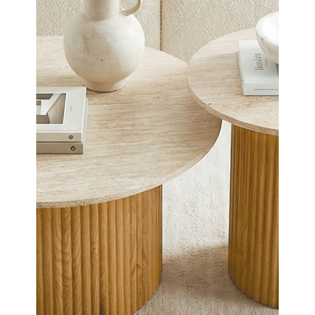 Conjunto Mesas de Salón Meryl Oak/Travertino - Montiel
