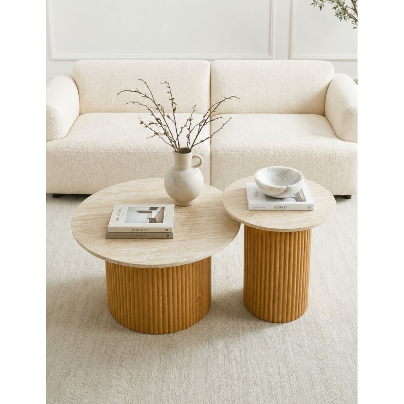 Conjunto Mesas de Salón Meryl Oak/Travertino - Montiel