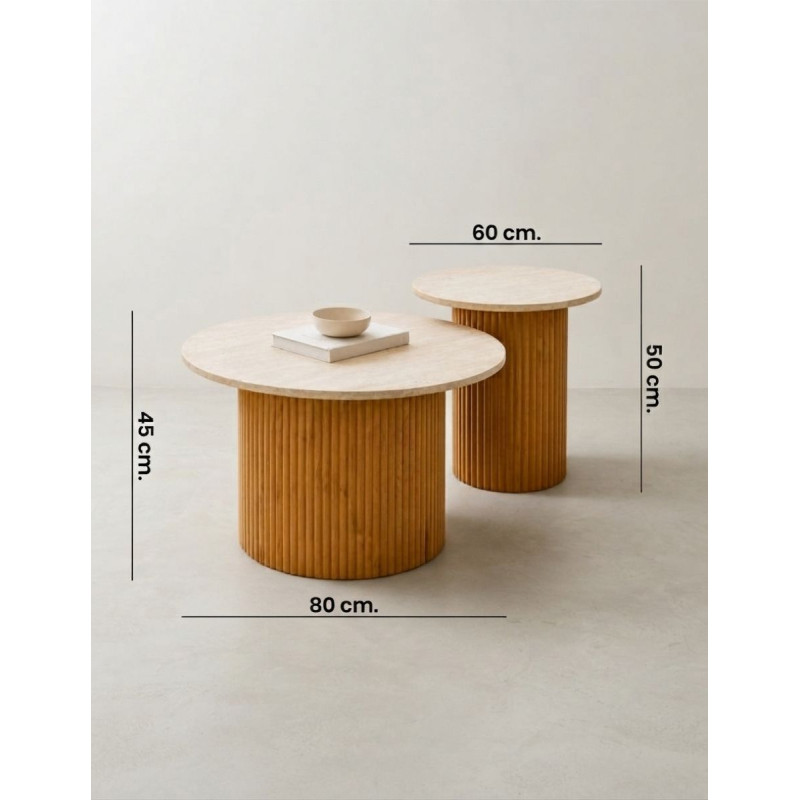 Conjunto Mesas de Salón Meryl Oak/Travertino - Montiel