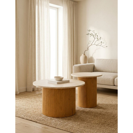 Conjunto Mesas de Salón Meryl Oak/Travertino - Montiel