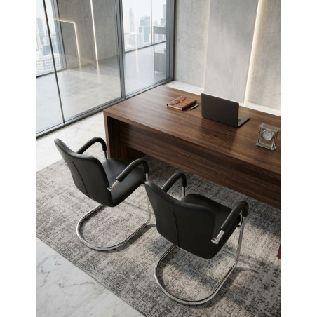 Silla Confidente Símil Piel Negra MM1012 - Montiel