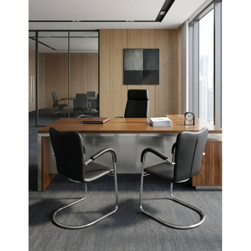 Silla Confidente Símil Piel Negra MM1012 - Montiel