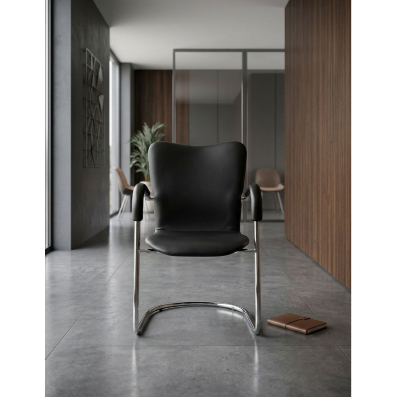 Silla Confidente Símil Piel Negra MM1012 - Montiel