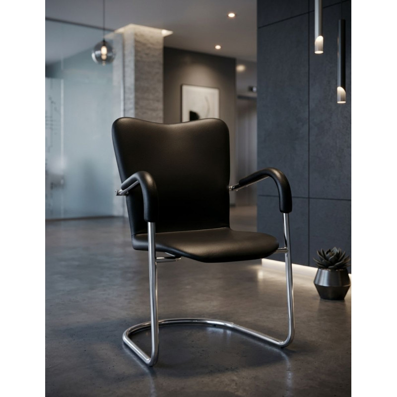 Silla Confidente Símil Piel Negra MM1012 - Montiel