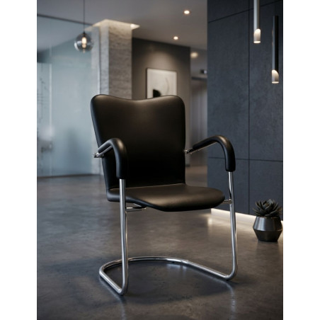 Silla Confidente Símil Piel Negra MM1012 - Montiel