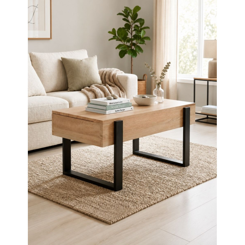 Mesa de Centro Elevable Insustrial Oak/Negro - Montiel