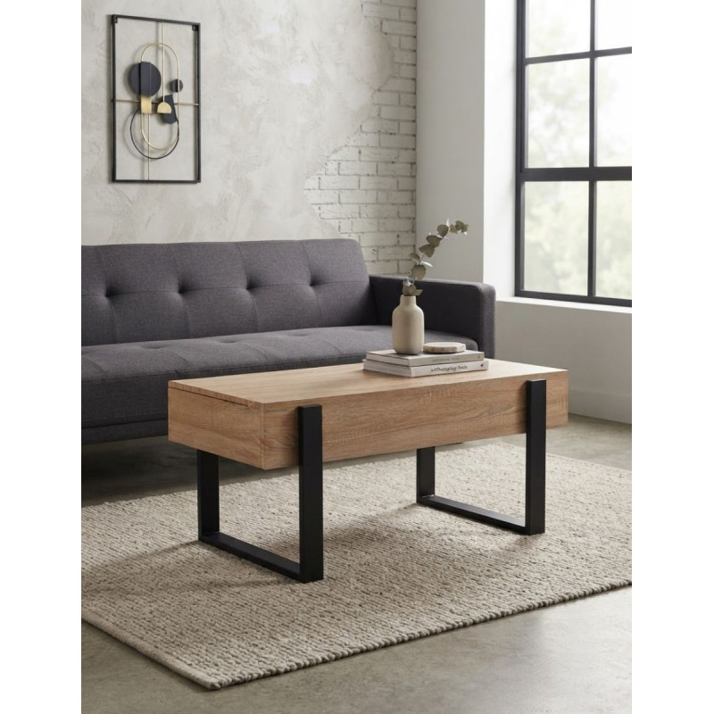Mesa de Centro Elevable Insustrial Oak/Negro - Montiel