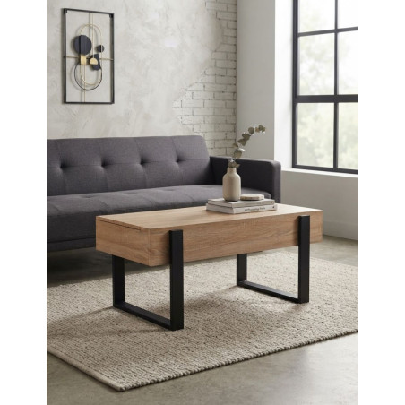 Mesa de Centro Elevable Insustrial Oak/Negro - Montiel