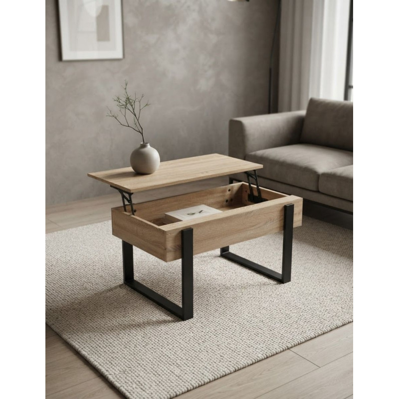 Mesa de Centro Elevable Insustrial Oak/Negro - Montiel