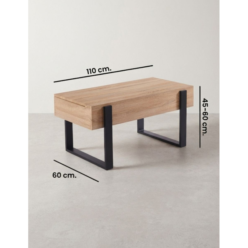 Mesa de Centro Elevable Insustrial Oak/Negro - Montiel