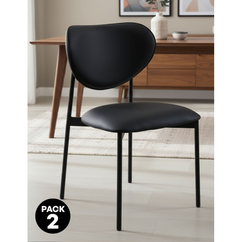 Pack 2 Sillas Comedor 4 Patas Negras Mod. Shela - Montiel
