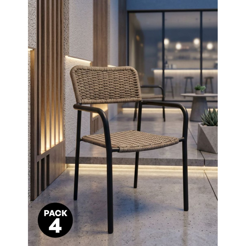 Pack 4 Sillas para Terraza de Mimbre Sava - Montiel