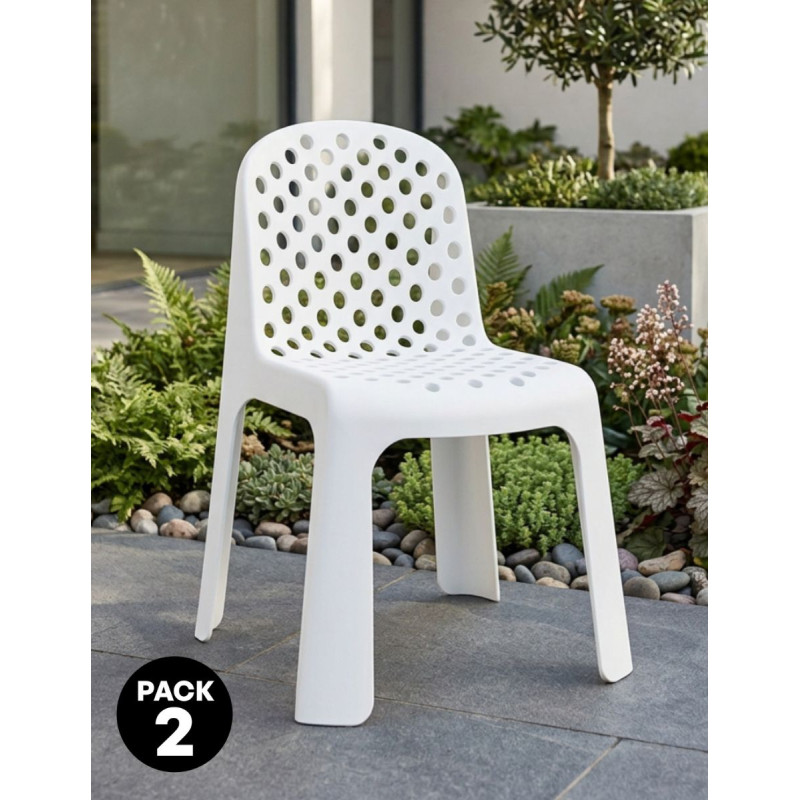 Pack de 2 Sillas Blancas Jardín Hogar Bark - Montiel
