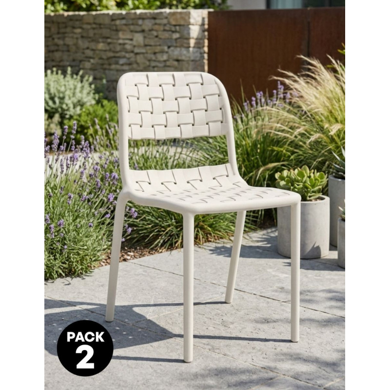 Pack de 2 Sillas de Jardín Blancas Rugosa Bora - Montiel