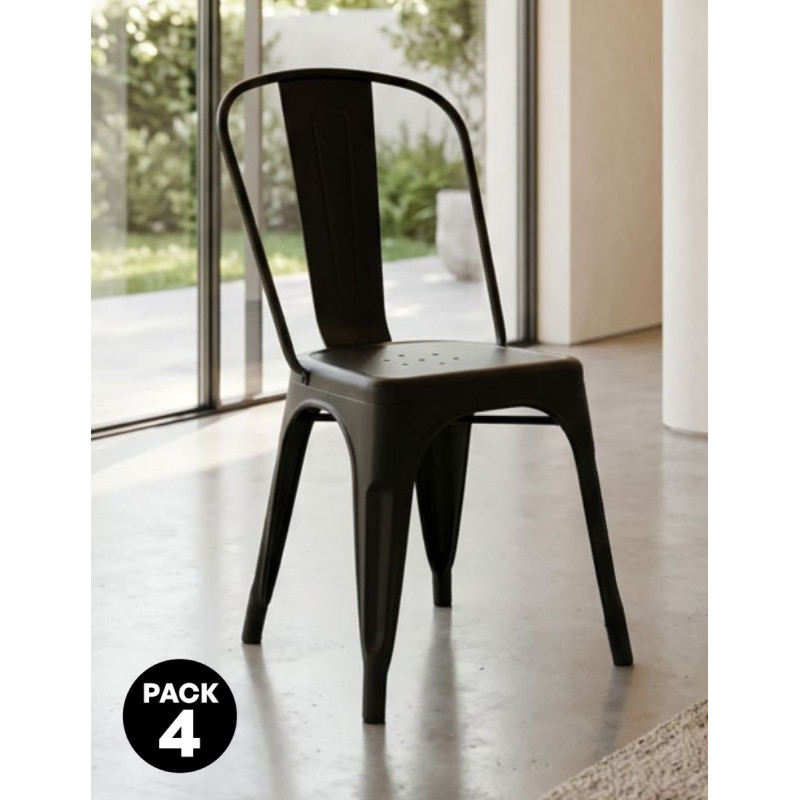 Pack de 4 Sillas Resistentes para Hostelería Tolix - Montiel