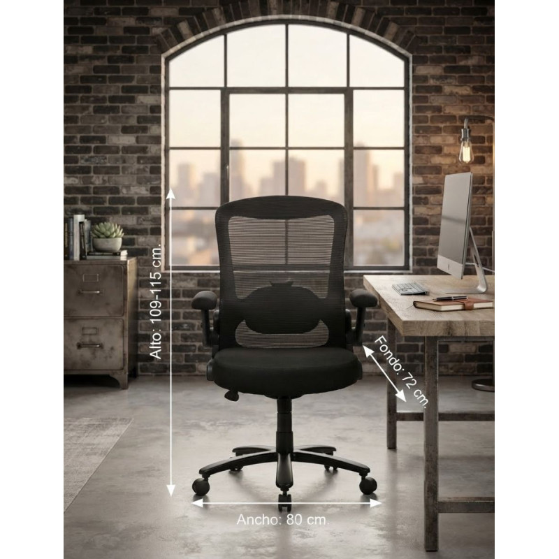 Silla Ergonómica Negra Oficina TITAN de Vincolo - Montiel