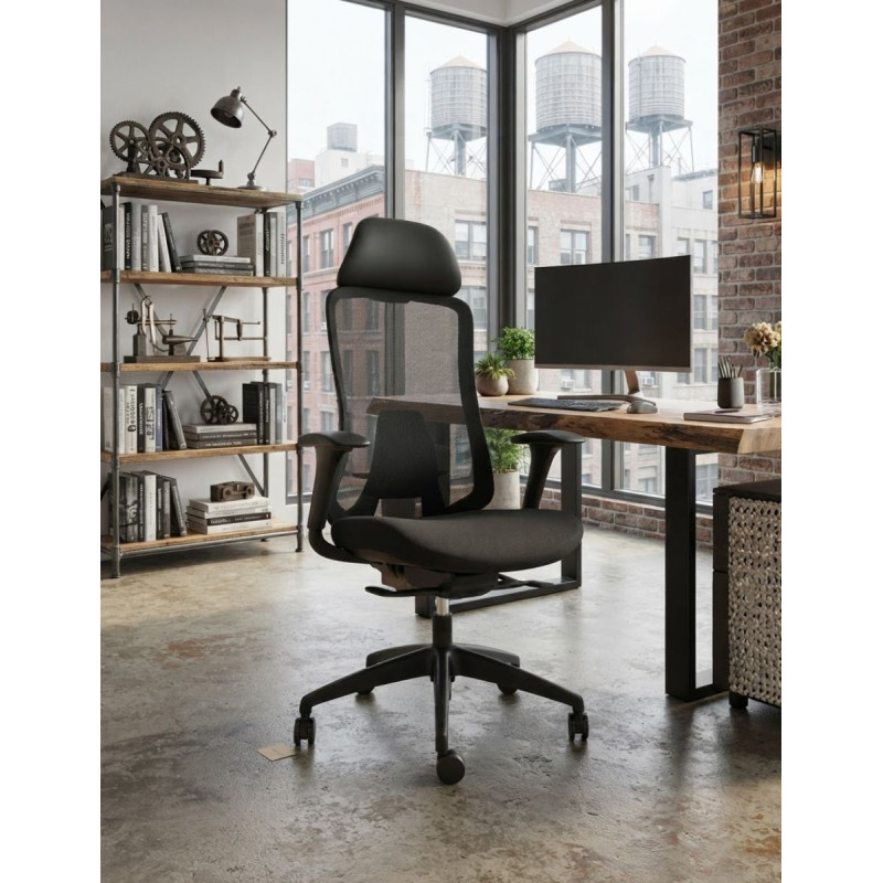 Silla Ergonómica Negra Oficina FEDO de Vincolo - Montiel
