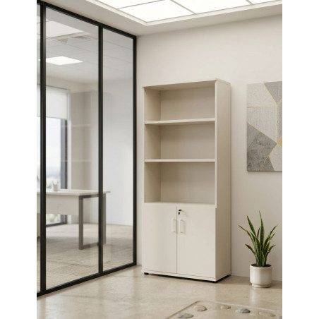 Armario Blanco con Llave y Puertas Bajas de Kunna - Montiel