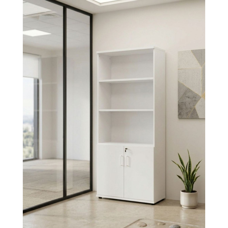 Armario Blanco con Llave y Puertas Bajas de Kunna - Montiel