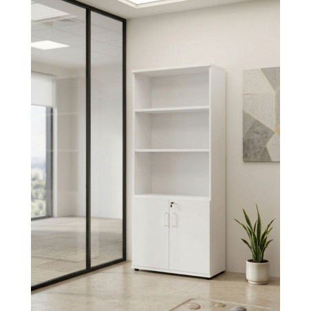 Armario Blanco con Llave y Puertas Bajas de Kunna - Montiel