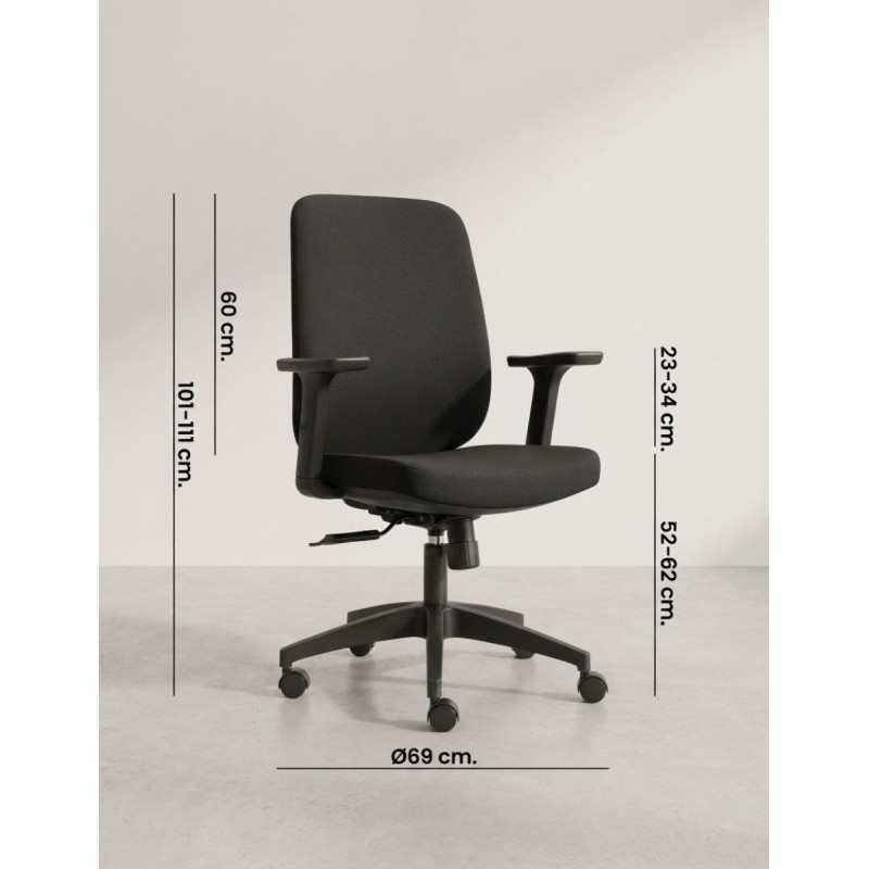 Silla Oficina Ergonómica Torino Negra de Euromof - Montiel