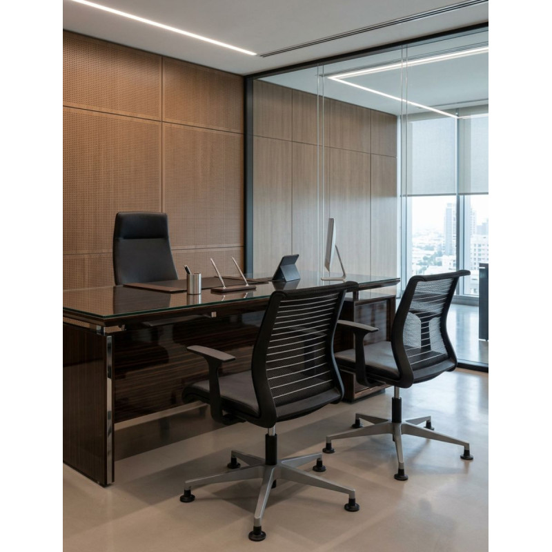 Silla Confidente Think Retornable Asiento Piel Negra de Steelcase