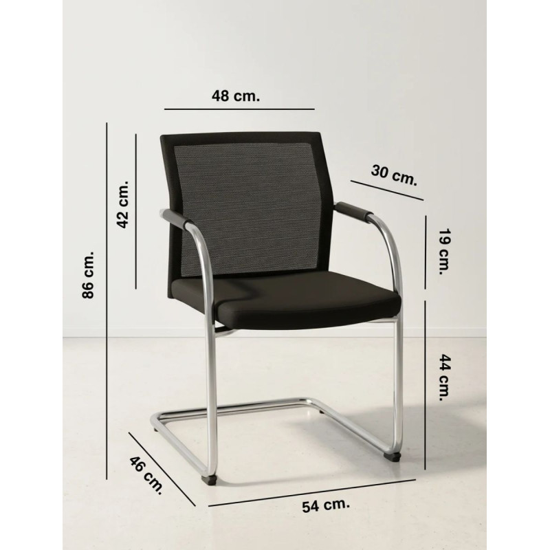 Silla Confidente con Malla Negra de Coinma - Montiel