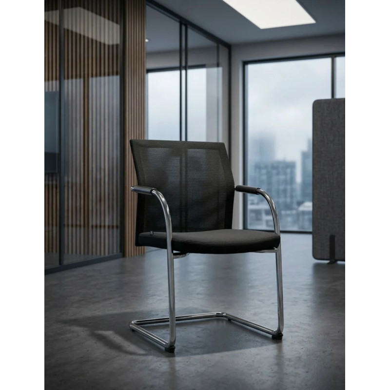 Silla Confidente con Malla Negra de Coinma - Montiel