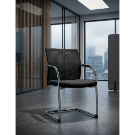 Silla Confidente con Malla Negra de Coinma - Montiel