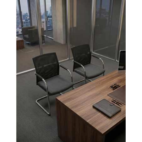 Silla Confidente con Malla Negra de Coinma - Montiel