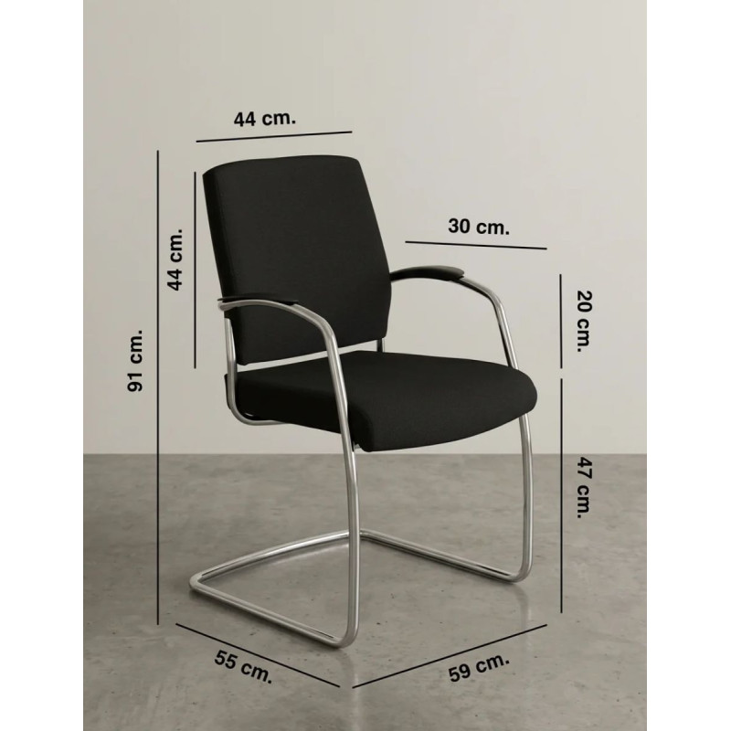 Silla Oficina Negra Patín Metálico de Roder - Montiel