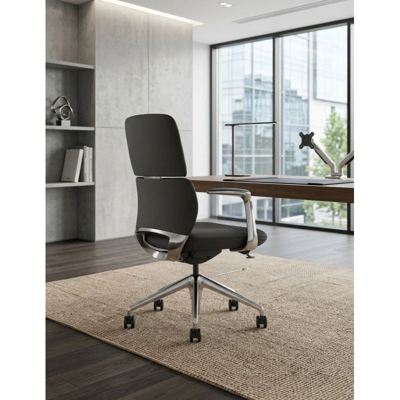 Silla de Dirección Lama Piel Negra de Herpesa - Montiel