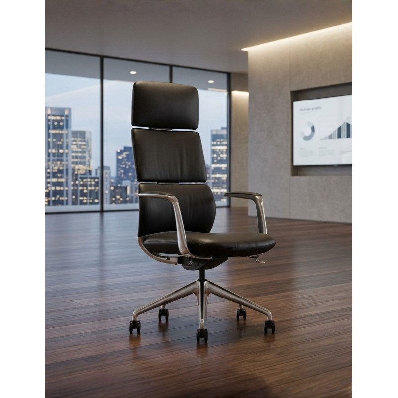 Sillón de Dirección Lama en Piel Negra de Herpesa