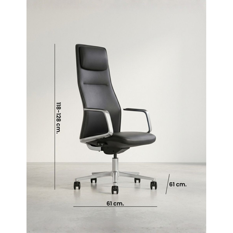 Sillón Dirección Flekon en Piel Negra de Herpesa - Montiel