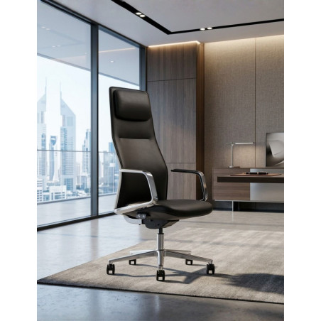 Sillón Dirección Flekon en Piel Negra de Herpesa - Montiel